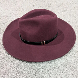 House of Harlow 100% Wool Hat Maroon and Black